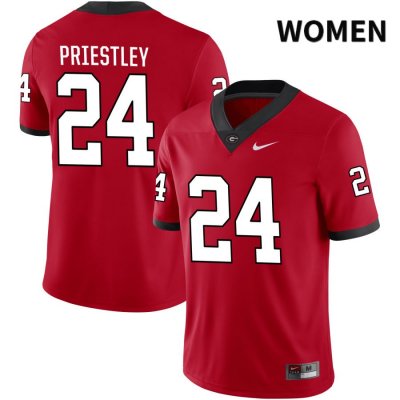 Women's Georgia Bulldogs NCAA #24 Nathan Priestley Nike Stitched Red NIL 2022 Authentic College Football Jersey IHE4354CS